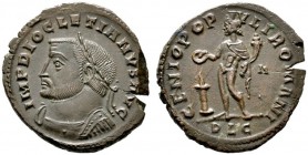  RÖMISCHE KAISERZEIT   Diocletianus (284-305)   (D) Follis (9,36g), Lugdunum (Lyon), 1. Offizin, 301-303 n. Chr. Büste mit Lorbeerkranz und Kürass / G...