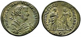  RÖMISCHE KAISERZEIT   Diocletianus (284-305)   (D) Follis (8,04g), Aquileia, 1. Offizin, 305-306 n. Chr. Büste mit Lorbeerkranz, Konsularsrobe, Zweig...
