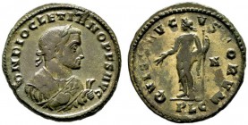  RÖMISCHE KAISERZEIT   Diocletianus (284-305)   (D) Follis (8,87g), Lugdunum (Lyon), Frühjahr 307 n. Chr. Büste mit Lorbeerkranz, Konsularsrobe, Zweig...
