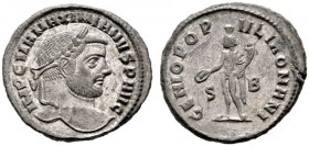  RÖMISCHE KAISERZEIT   Maximianus Herculius (286-310)   (D)  nach der Münzreform. Follis (9,49g), Siscia (Sisak), 2. Offizin, 294 n. Chr. Kopf mit Lor...