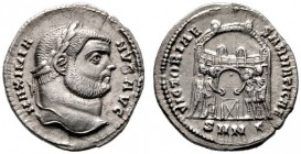  RÖMISCHE KAISERZEIT   Maximianus Herculius (286-310)   (D) Argenteus (3,16g), Nicomedia (Izmit), 3. Offizin, 295 n. Chr. Av.: MAXIMIA-NVS AVG, Kopf m...
