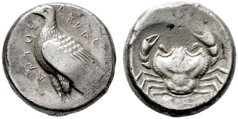  GRIECHISCHE MÜNZEN   SICILIA   Akragas   (D) Tetradrachme (17,07g), ca. 460-446...