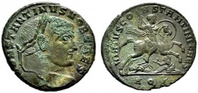  RÖMISCHE KAISERZEIT   Constantinus I. (306-337)   (D) Follis (9,83g), Aquileia, 3. Offizin, Mai/Juni 307 n. Chr. Av.: CONSTANTINVS NOB CAES, Kopf mit...