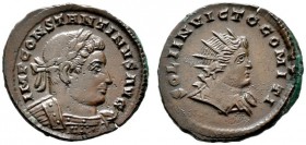  RÖMISCHE KAISERZEIT   Constantinus I. (306-337)   (D) Follis (3,96g), Treveri (Trier), 310-313 n. Chr. Av.: IMP CONSTANTINVS AVG, Büste mit Lorbeerkr...