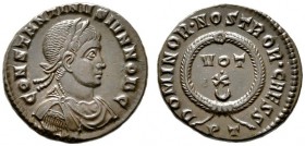  RÖMISCHE KAISERZEIT   Constantinus II. (337-340)   (D) Follis (2,82g), Ticinum (Pavia), 1. Offizin, 322-325 n. Chr. Büste mit Lorbeerkranz, Drapierun...