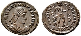  RÖMISCHE KAISERZEIT   Gratianus (367-383)   (D) AE 3 (2,56g), Siscia (Sisak), 4. Offizin, 367-375 n. Chr. Büste mit Perlendiadem, Drapierung und Küra...