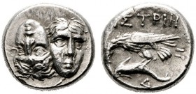  GRIECHISCHE MÜNZEN   THRACIA   Istros   (D) Drachme (5,82g), ca. 380/350-330/280 v. Chr. Zwei Köpfe nebeneinander, der linke Kopf umgekehrt / Adler m...