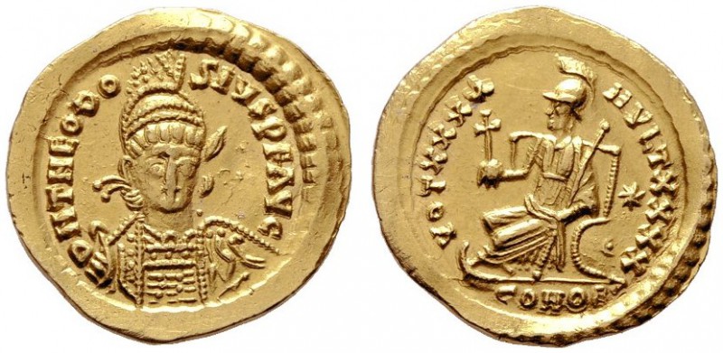  RÖMISCHE KAISERZEIT   Theodosius II. (402-450)   (D) Solidus (4,38g), zeitgenös...