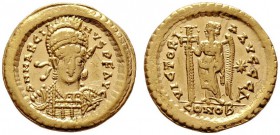  RÖMISCHE KAISERZEIT   Marcianus (450-457)   (D) Solidus (4,43g), Constantinopolis, 4. Offizin, 450-457 n. Chr. Av.: D N MARCIA-NVS P F AVG, Büste mit...