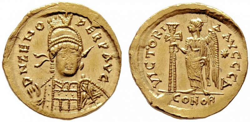  RÖMISCHE KAISERZEIT   Zeno (474-475/476-491)   (D) Solidus (4,51g), Constantino...