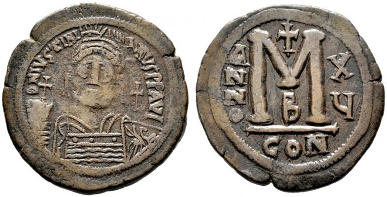  BYZANTINISCHE MÜNZEN   Iustinianus I. (527-565)   (D) Follis (40 Nummi) (22,54g...