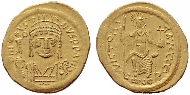  BYZANTINISCHE MÜNZEN   Iustinus II. (565-578)   (D) Solidus (4,47g), Constantin...