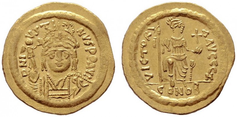  BYZANTINISCHE MÜNZEN   Iustinus II. (565-578)   (D) Solidus (4,41g), Constantin...
