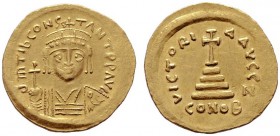  BYZANTINISCHE MÜNZEN   Tiberius II. Constantinus (578-582)   (D) Solidus (4,46g), Constantinopolis, 7. Offizin, 578-582 n. Chr. Büste mit Kreuzdiadem...