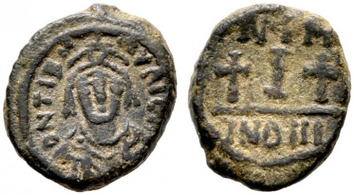  BYZANTINISCHE MÜNZEN   Mauricius Tiberius (582-602)   (D) Dekanummium (3,55g), ...