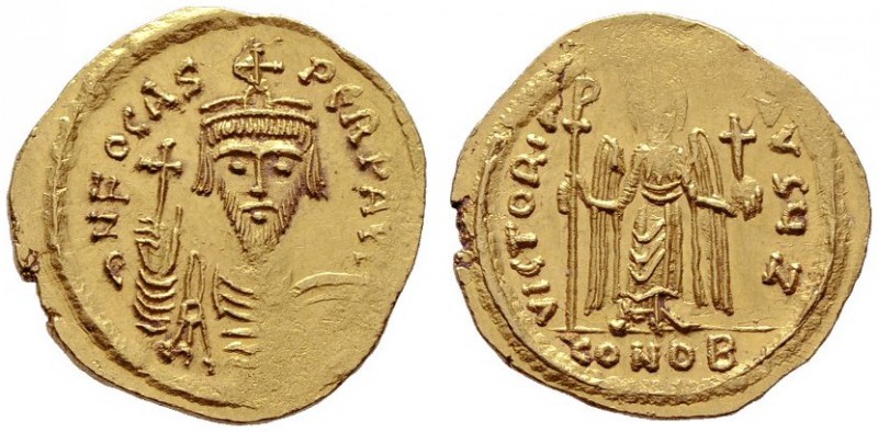  BYZANTINISCHE MÜNZEN   Phocas (602-610)   (D) Solidus (4,46g), Constantinopolis...