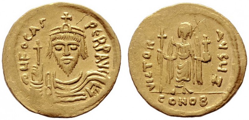  BYZANTINISCHE MÜNZEN   Phocas (602-610)   (D) Solidus (4,39g), Constantinopolis...