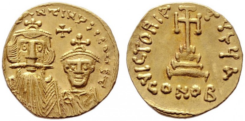  BYZANTINISCHE MÜNZEN   Constans II. (641-668)   (D) Solidus (4,35g), Constantin...
