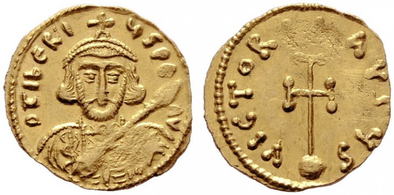  BYZANTINISCHE MÜNZEN   Tiberios III. Apsimaros (698-705)   (D) Semissis (2,23g)...
