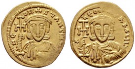  BYZANTINISCHE MÜNZEN   Konstantinos V. Kopronymos (741-775)   (D) Solidus (4,44g), Constantinopolis, 741-751 n. Chr. Av.: N C-ON-STANTINU, Büste mit ...
