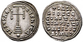  BYZANTINISCHE MÜNZEN   Basileios I. der Makedonier (867-886)   (D) Miliaresion (2,76g), Constantinopolis, 868-879 n. Chr. Av.: IhSUS XRI-STUS nICA, K...
