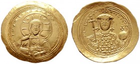  BYZANTINISCHE MÜNZEN   Konstantinos IX. Monomachos (1042-1055)   (D) Histamenon Nomisma (Scyphat) (4,36g), Constantinopolis, 1042-1055 n. Chr. Av.: +...