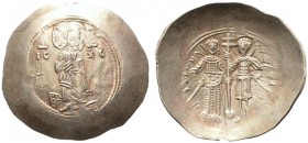 BYZANTINISCHE MÜNZEN   Manuel I. Komnenos (1143-1180)   (D) Aspron Trachy (4,35g), Constantinopolis, 1160-1164 n. Chr. Av.: Christus mit Evangelium i...