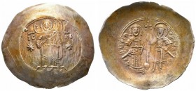  BYZANTINISCHE MÜNZEN   Manuel I. Komnenos (1143-1180)   (D) Aspron Trachy (4,66g), Constantinopolis, 1160-1164 n. Chr. Av.: Christus mit Evangelium i...