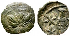  BYZANTINISCHE MÜNZEN   Andronikos II. Palaiologos (1282-1328)   (D) Aspron Trachy (1,30g), Thessalonica (Saloniki), 1282-1328 n. Chr. Blütenornament ...
