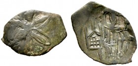  BYZANTINISCHE MÜNZEN   Andronikos II. Palaiologos (1282-1328)   (D) Aspron Trachy (1,23g), Thessalonica (Saloniki), 1282-1328 n. Chr. Blütenornament ...