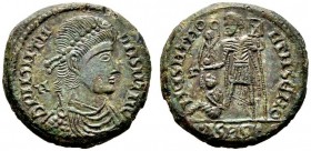  VÖLKERWANDERUNG   Unbestimmte Stämme   (D) Maiorina (6,16g), zeitgenössische Imitation einer Maiorina des Constantius II. (mit Rückseitenmotiv des Io...