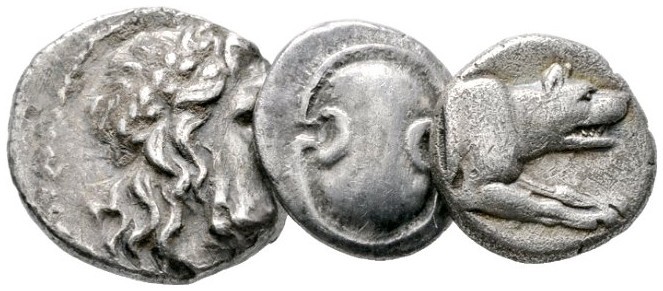  Varia & Lots   (D) Lot Griechen (3). Kleines Lot mit 3 griechischen Silbermünze...