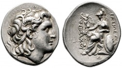  GRIECHISCHE MÜNZEN   THRACIA   Thrakische Könige   Lysimachos (323-281)   (D) Tetradrachme (17,09g), Mytilene, ca. 294-290 v. Chr. Av.: Kopf des verg...