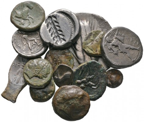 Varia & Lots   (D) Lot Griechen (14). Lot mit 6 Silbermünzen (Statere und Teils...