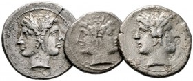  Varia & Lots   (D) Lot Römische Republik (3). Lot mit 3 Didrachmen/Quadrigati, stärkere Korrosionsspuren, um sch. und etwas besser.  