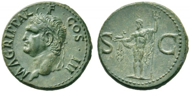 The Roman Empire   In the name of Agrippa  As after 37 AD, Æ 12.49 g. M AGRIPPA ...