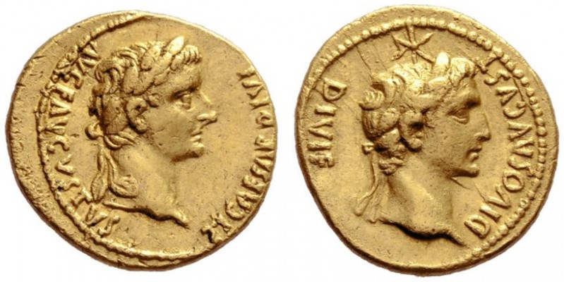 The Roman Empire   Tiberius augustus, 14 – 37  Aureus, Lugdunum 14-16, AV 7.70 g...