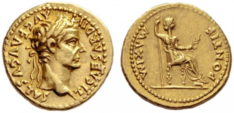 The Roman Empire   Tiberius augustus, 14 – 37  Aureus, Lugdunum 14-37, AV 7.80 g...