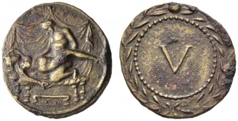 The Roman Empire   Time of Tiberius  Spintria first century AD, Æ 4.95 g. Erotic...
