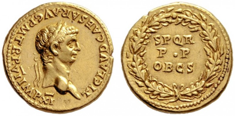The Roman Empire   Claudius, 41 – 54  Aureus 46-47, AV 7.59 g. TI CLAVD CAESAR·A...