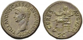 The Roman Empire   Claudius, 41 – 54  Dupondius circa 50-54, Æ 18.21 g. TI CLAVDIVS CAESAR AVG P M TR P IMP P P Bare head l. Rev. CERES – AVGVSTA Cere...