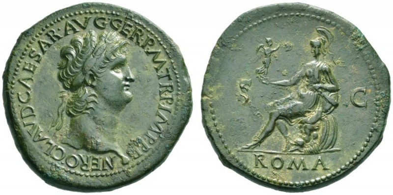 The Roman Empire   Nero augustus, 54 – 68  Sestertius, Lugdunum circa 65, Æ 27.8...