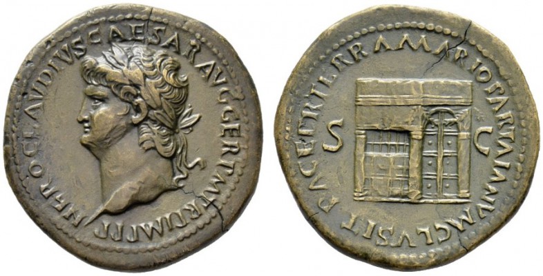 The Roman Empire   Nero augustus, 54 – 68  Sestertius circa 65, Æ 28.18 g. NERO ...