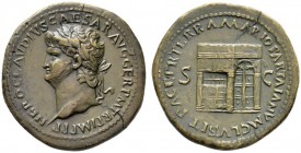 The Roman Empire   Nero augustus, 54 – 68  Sestertius circa 65, Æ 28.18 g. NERO CLAVDIVS CAESAR AVG GER P M TR P IMP P P Laureate head l. Rev. PACE P ...