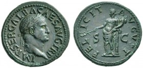 The Roman Empire   Galba, 68 – 69  Dupondius June-August 68, Æ 13.80 g. IMP SER GALBA CAES AVG TR P Laureate head r. Rev. FEL – ICIT – A – VGVST S – C...