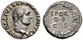 The Roman Empire   Vitellius, January – December 69  Denarius late April-20th December 69, AR 3.53 g. A VITELLIVS GERMAN IMP TR P Laureate head r. Rev...