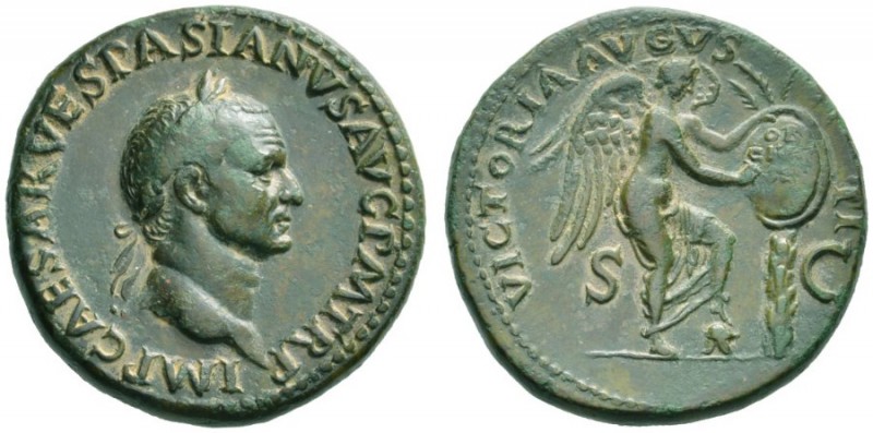 The Roman Empire   Vespasian, 69 – 79  Sestertius 71, Æ 27.58 g. IMP CAESAR VESP...