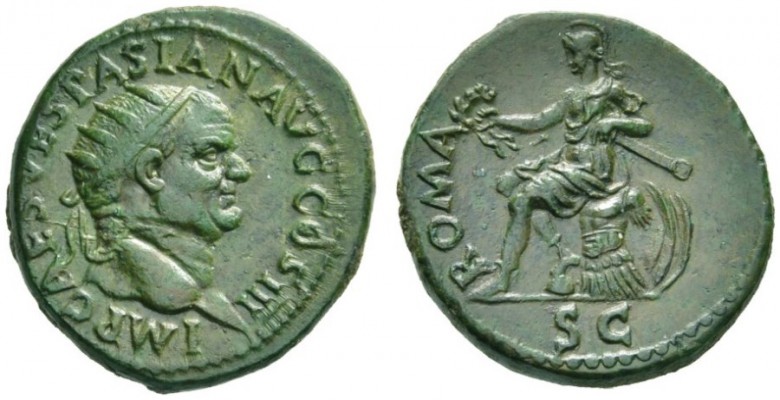 The Roman Empire   Vespasian, 69 – 79  Dupondius 71, Æ 15.12 g. IMP CAES VESPASI...