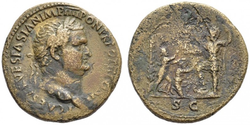 The Roman Empire   Titus caesar, 69 – 79  Sestertius 72-73, Æ 22.34 g. T CAESAR ...