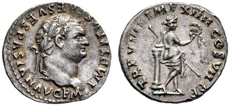 The Roman Empire   Titus augustus, 79 – 81  Denarius 79, AR 3.16 g. IMP TITVS CA...